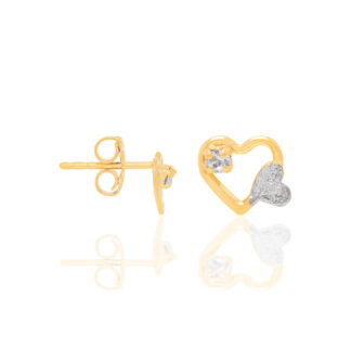 Brinco Banhado a Ouro 18k Corações Com Cristais e Aplicação de Rhodium 522545 Rommanel