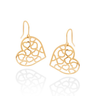 Brinco Rommanel Com Corações Vazados Dentro 523429 Rommanel