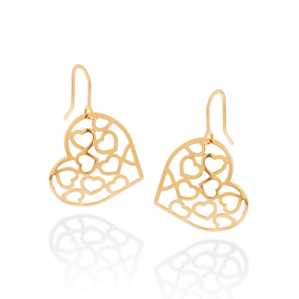 Brinco Rommanel Com Corações Vazados Dentro 523429 Rommanel