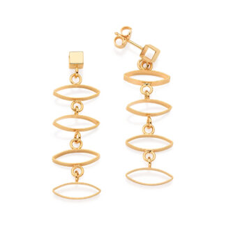 Brinco Folheado A Ouro Navetes Vazadas Rommanel 523430