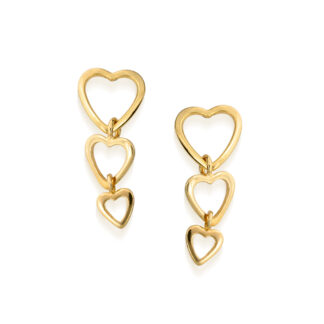 Brinco Banhado a Ouro 18k Corações 523433 Rommanel