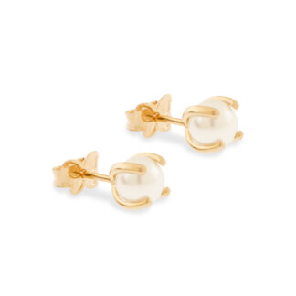 Brinco Solitário Banhado a Ouro 18k Com Pérolas Sintéticas 523725 Rommanel