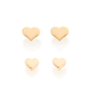 Kit brincos Banhados a Ouro 18k Coração 526221 Rommanel