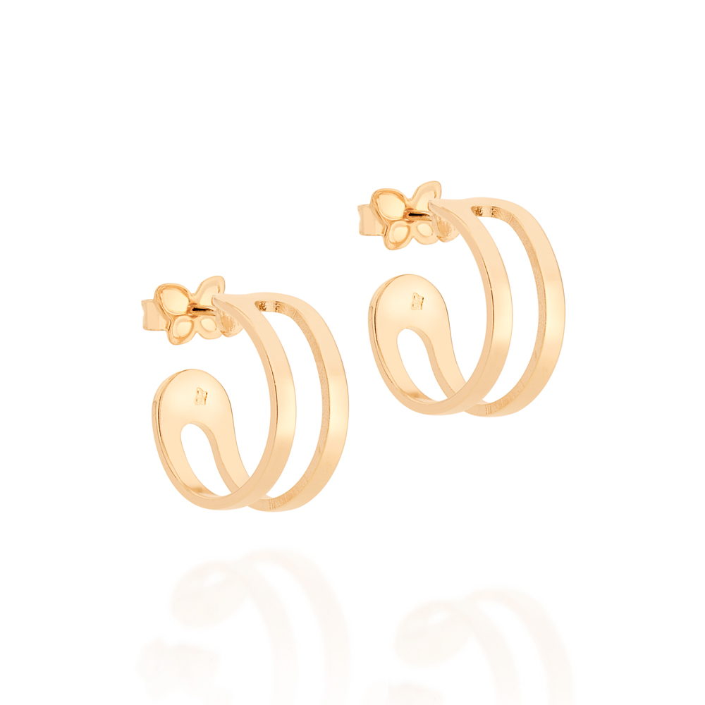 Brinco Meia Argola Aro Duplo 526254 Rommanel