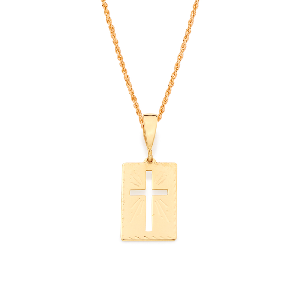 Pingente Rommanel Retangular Cruz Vazada Folheado 540104 - Imagem 2