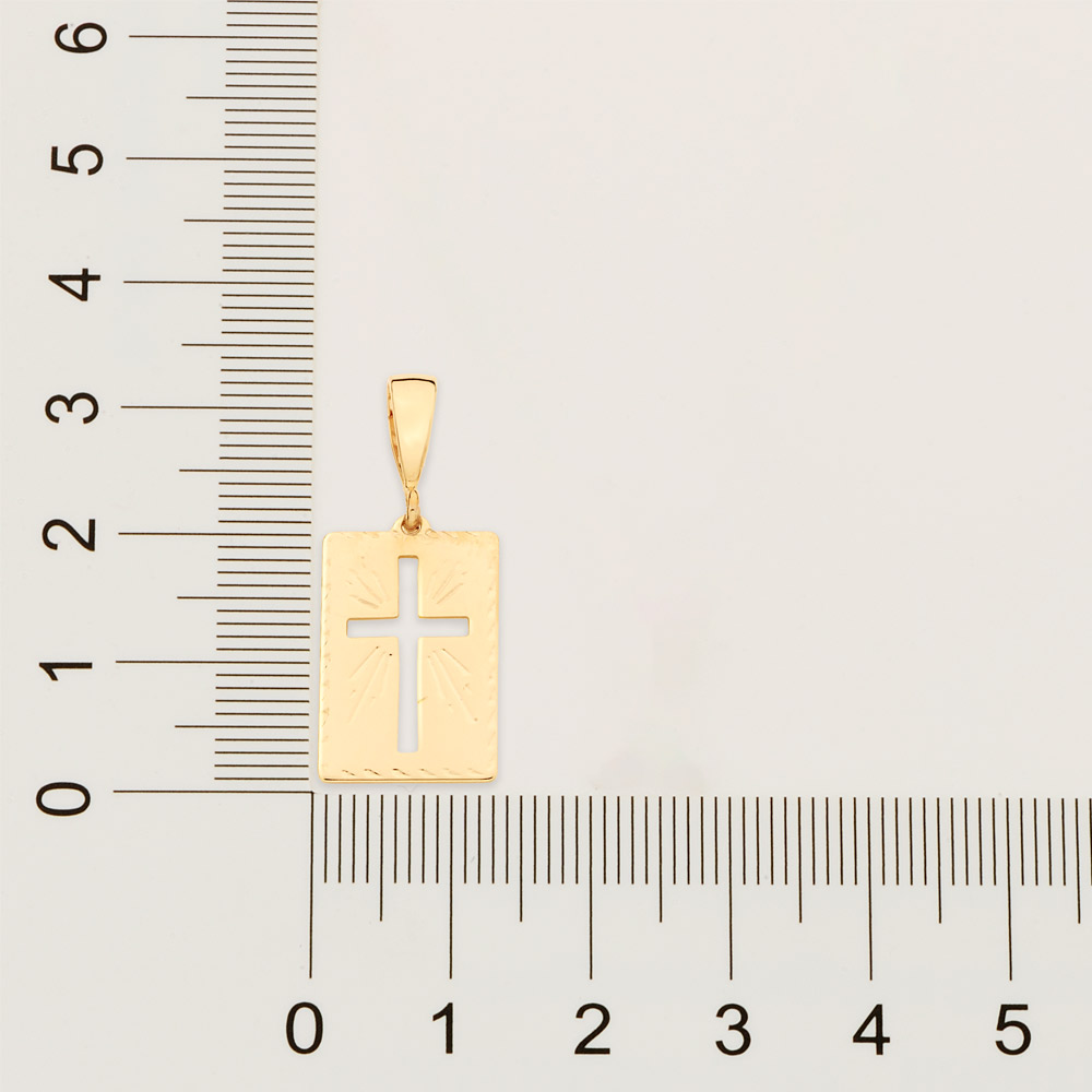 Pingente Rommanel Retangular Cruz Vazada Folheado 540104 - Imagem 3