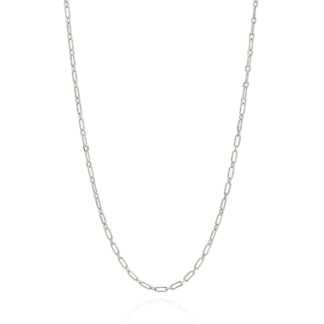 Cordão Elo Cadeado Lixado Banhado a Platina 332326 Rommanel