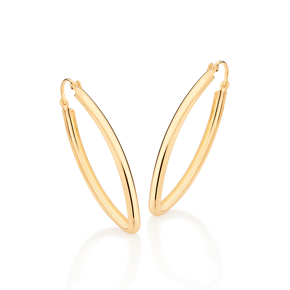 Brinco 522416 Argola Formato Navete Folheado A Ouro Rommanel - Imagem 2