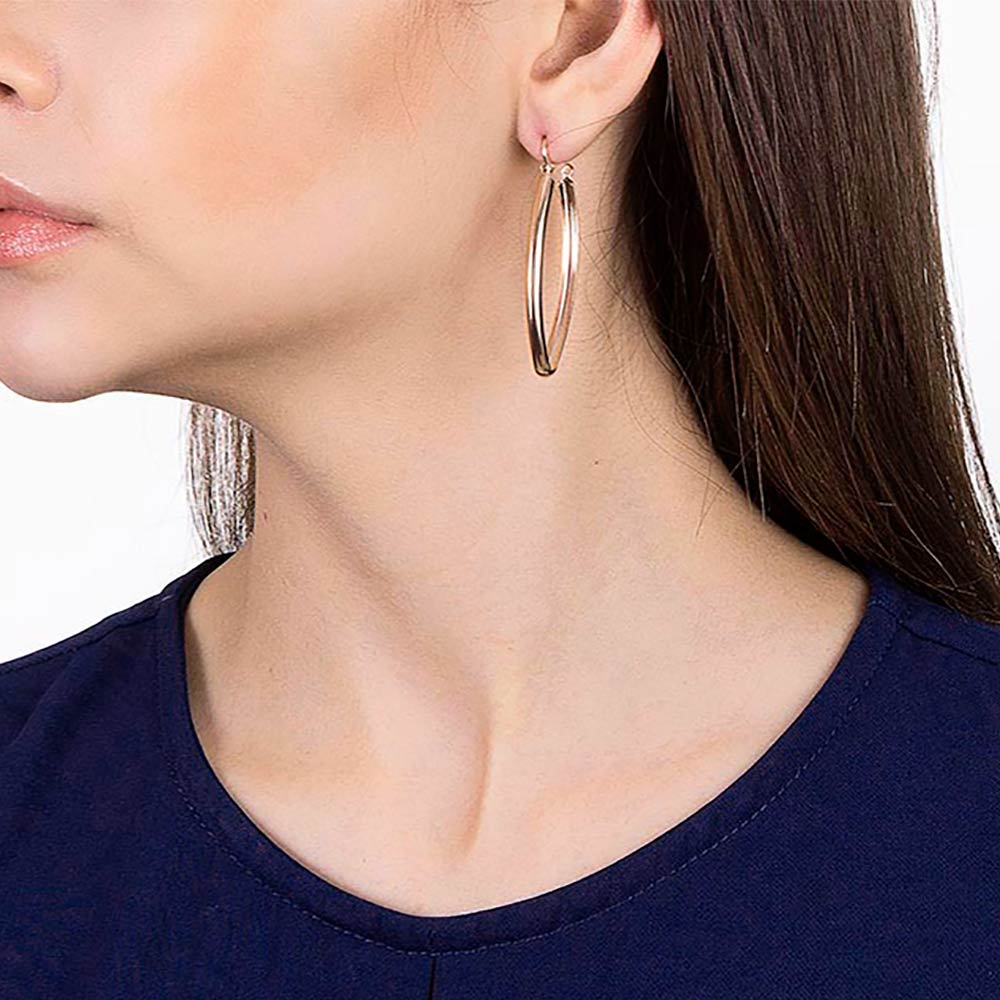 Brinco 522416 Argola Formato Navete Folheado A Ouro Rommanel - Imagem 4