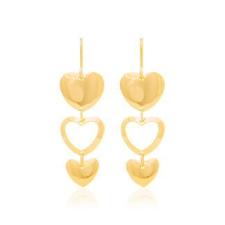 Brinco Rommanel Corações Com Centro Vazado 522996