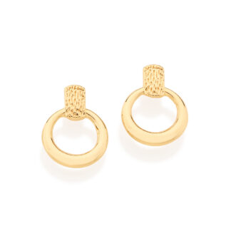 Brinco Base Retângular Círculo Vazado Liso Rommanel 524677