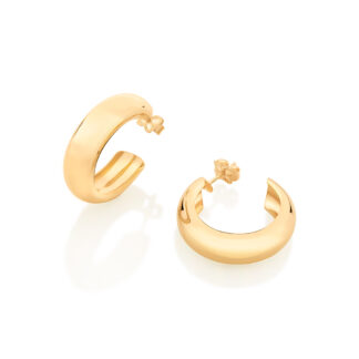 Brinco Meia Argola Abaulada Banhado A Ouro Rommanel 526668