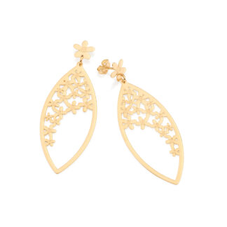 Maxi Brinco Flores Banhado A Ouro 18k Rommanel 527064