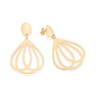 Maxi Brinco Rommanel 527070 Folheado Ouro Gotas Entrelaçadas