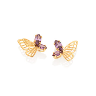 Brinco Borboleta Banhado a Ouro 18k com Zircônias 527074 Rommanel