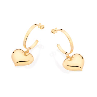 Brinco 527144 Meia Argola Com Coração Abaulado Rommanel