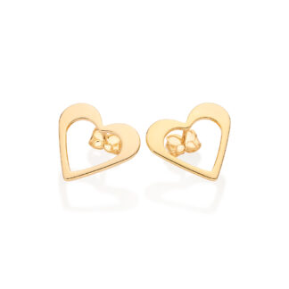 Brinco Rommanel Coração Vazado Folheado A Ouro 527285