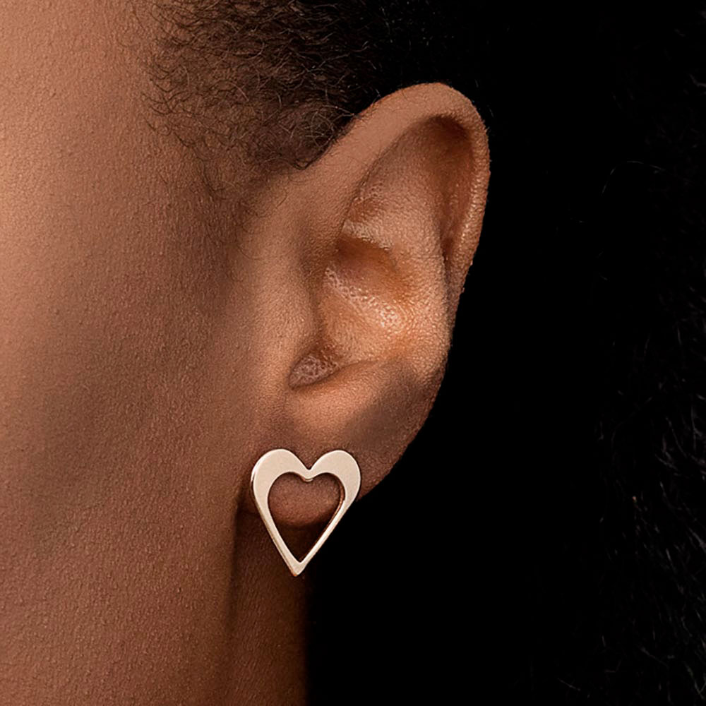 Brinco Rommanel Coração Vazado Folheado A Ouro 527285 - Imagem 4