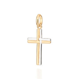 Pingente cruz banhado a ouro 18k com aplicação de rhodium 542627 Rommanel