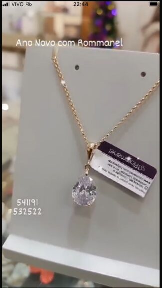 Conjunto da Rommanel Cordão Elo Portugues + Pingente Solitário 541191/532522