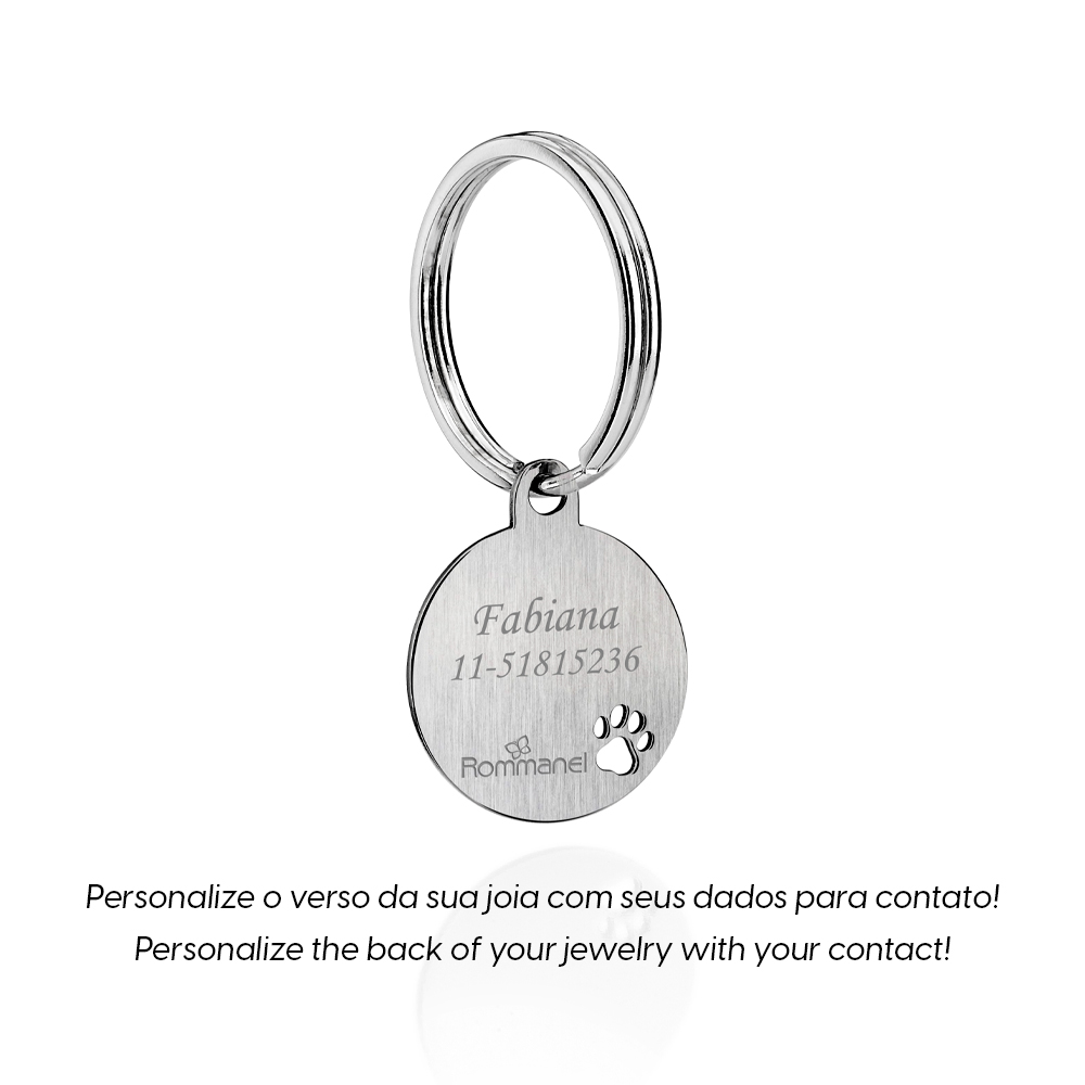 Medalha personalizável redonda com pata pet de aço 2700020 Rommanel - Imagem 2