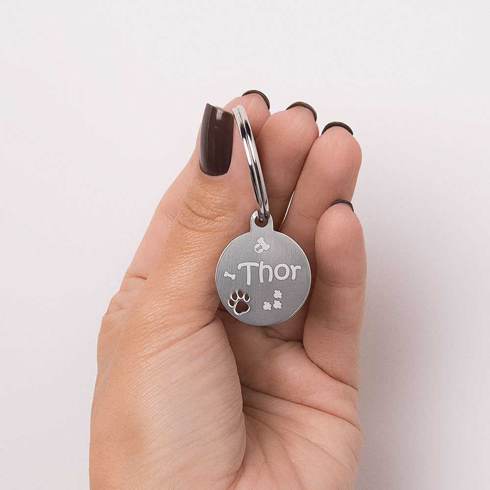 Medalha personalizável redonda com pata pet de aço 2700020 Rommanel - Imagem 4