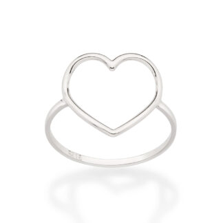 Anel Com Coração Grande 310005 Folheado A Platina Rommanel