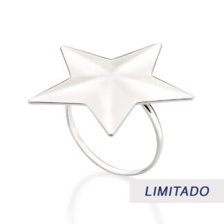 Anel Formato De Estrela Banhado A Platina Rommanel 313208