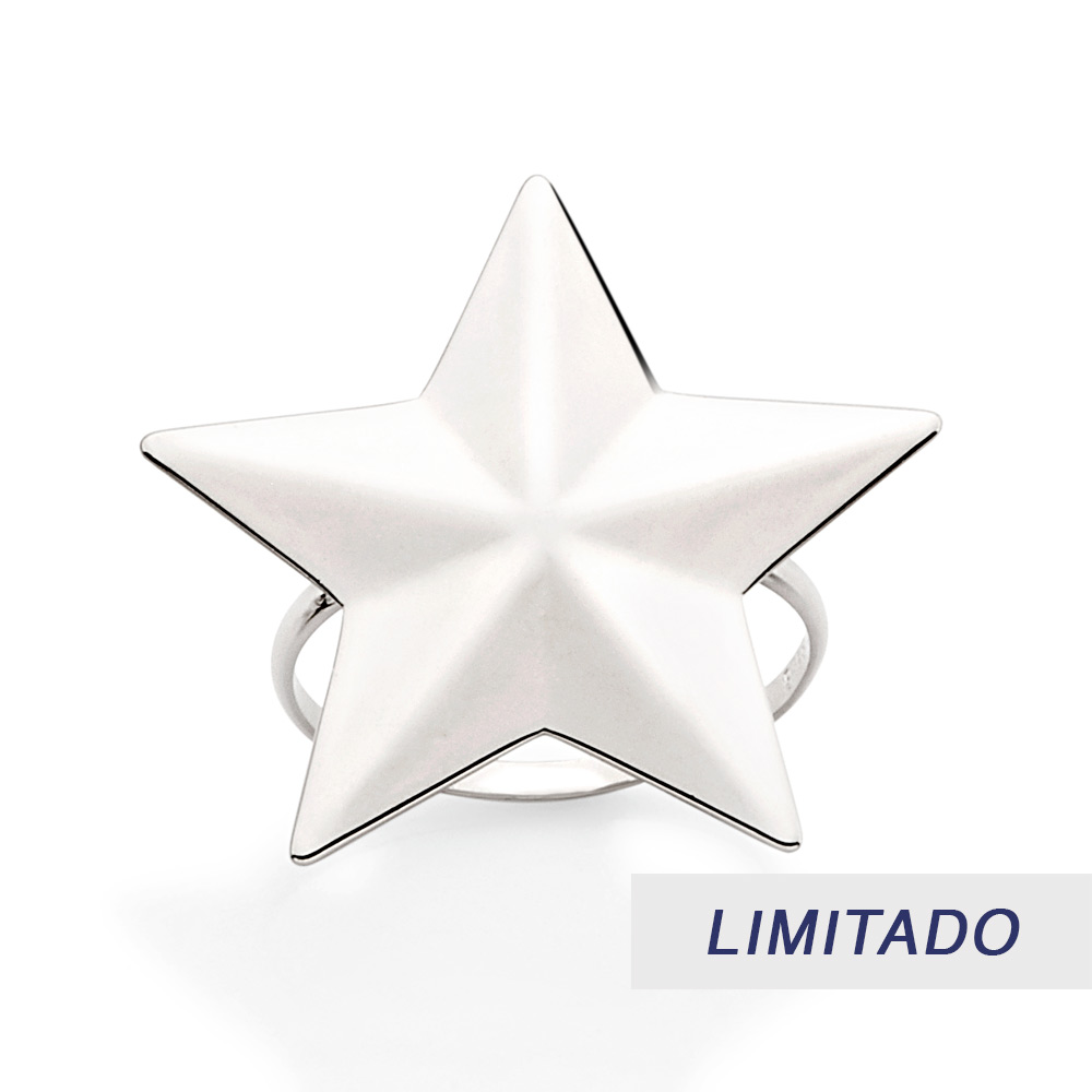 Anel Formato De Estrela Banhado A Platina Rommanel 313208 - Imagem 2