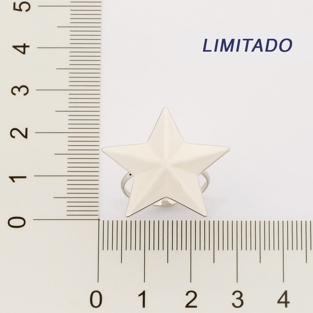 Anel Formato De Estrela Banhado A Platina Rommanel 313208 - Imagem 3