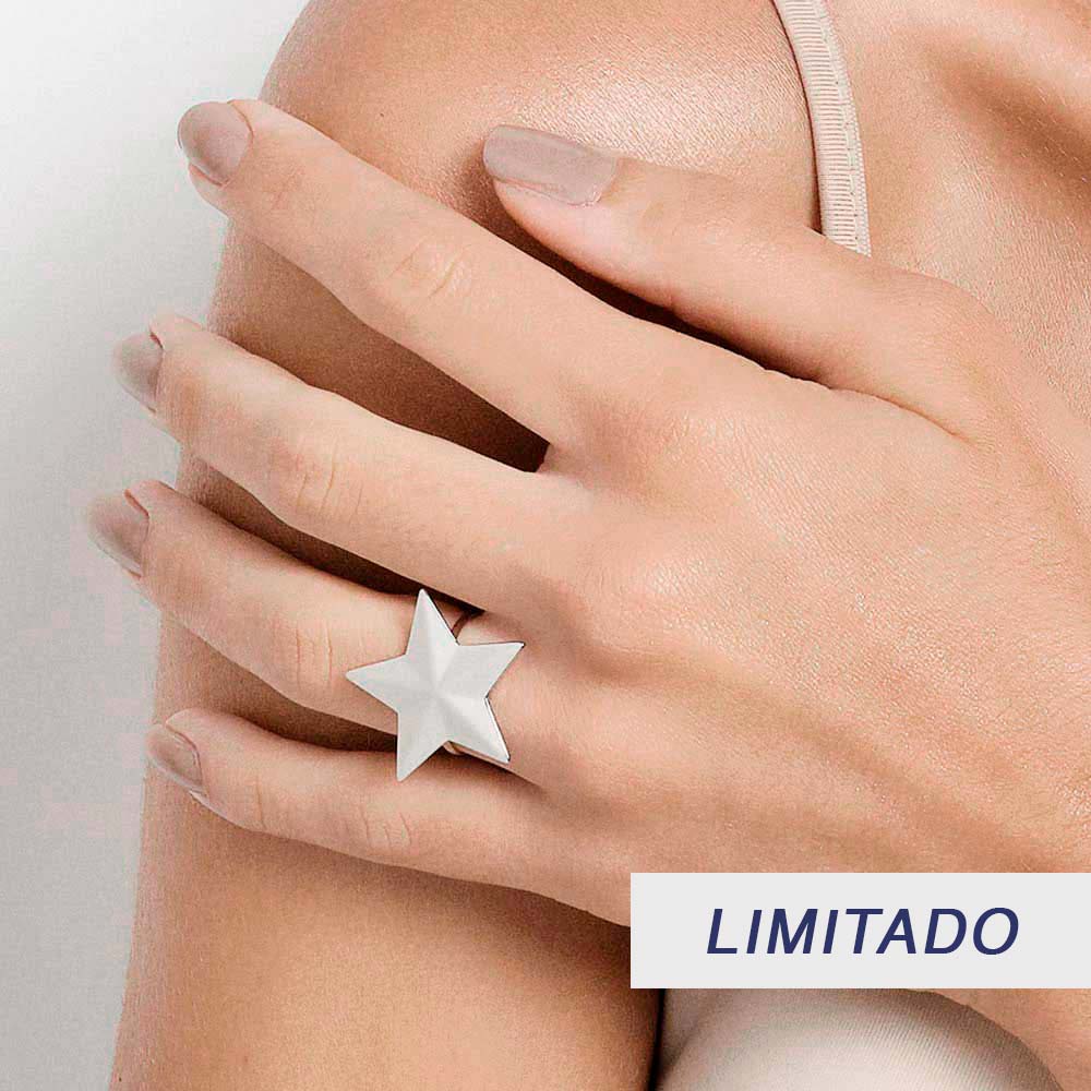 Anel Formato De Estrela Banhado A Platina Rommanel 313208 - Imagem 4