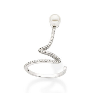 Anel Zircônia Pérola Branca Folheado Platina Rommanel 313221