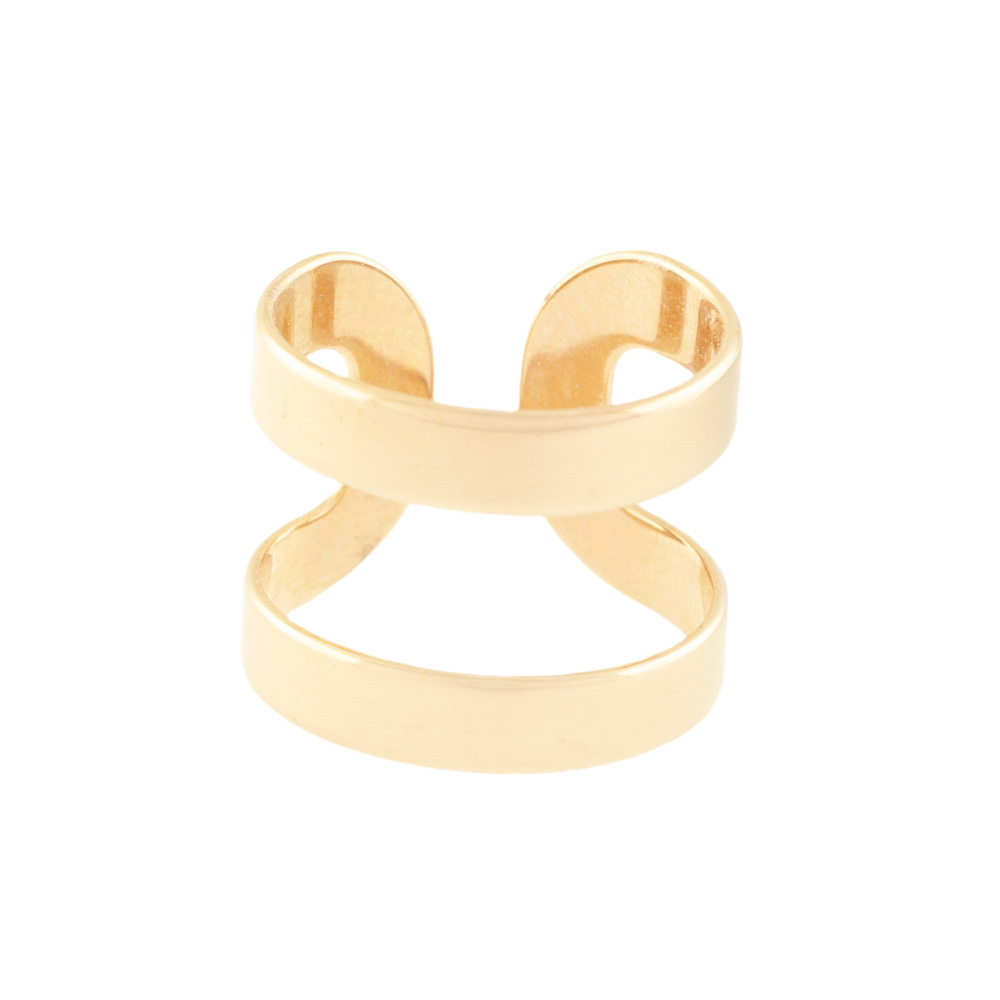 Anel Rommanel Ajustável Aro Duplo Folheado Ouro 511772 - Imagem 3