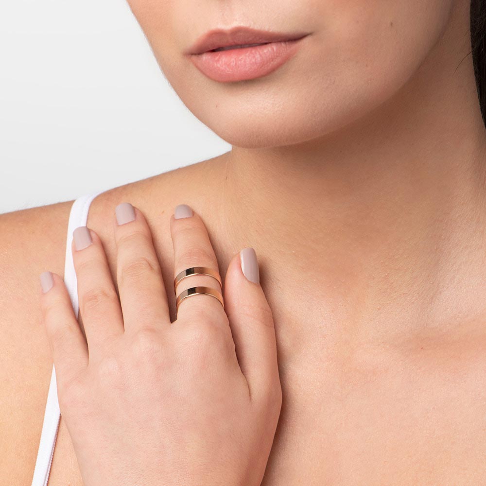 Anel Rommanel Ajustável Aro Duplo Folheado Ouro 511772 - Imagem 5