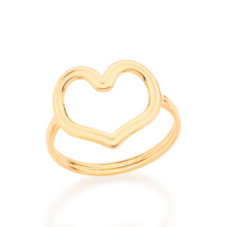 Anel Com Aro Duplo Coração F. Ouro Rommanel 512346