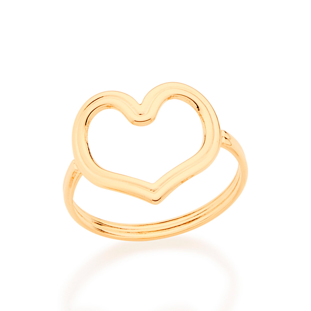 Anel Com Aro Duplo Coração F. Ouro Rommanel 512346