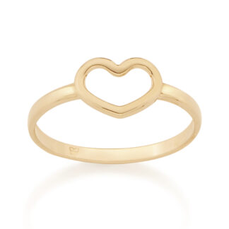 Anel Folheado A Ouro Com Coração Vazado Rommanel 512711
