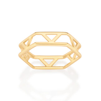 Anel geométrico banhado a ouro 18k 513228 Rommanel