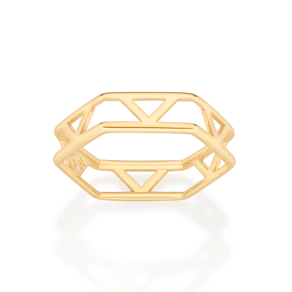 Anel geométrico banhado a ouro 18k 513228 Rommanel