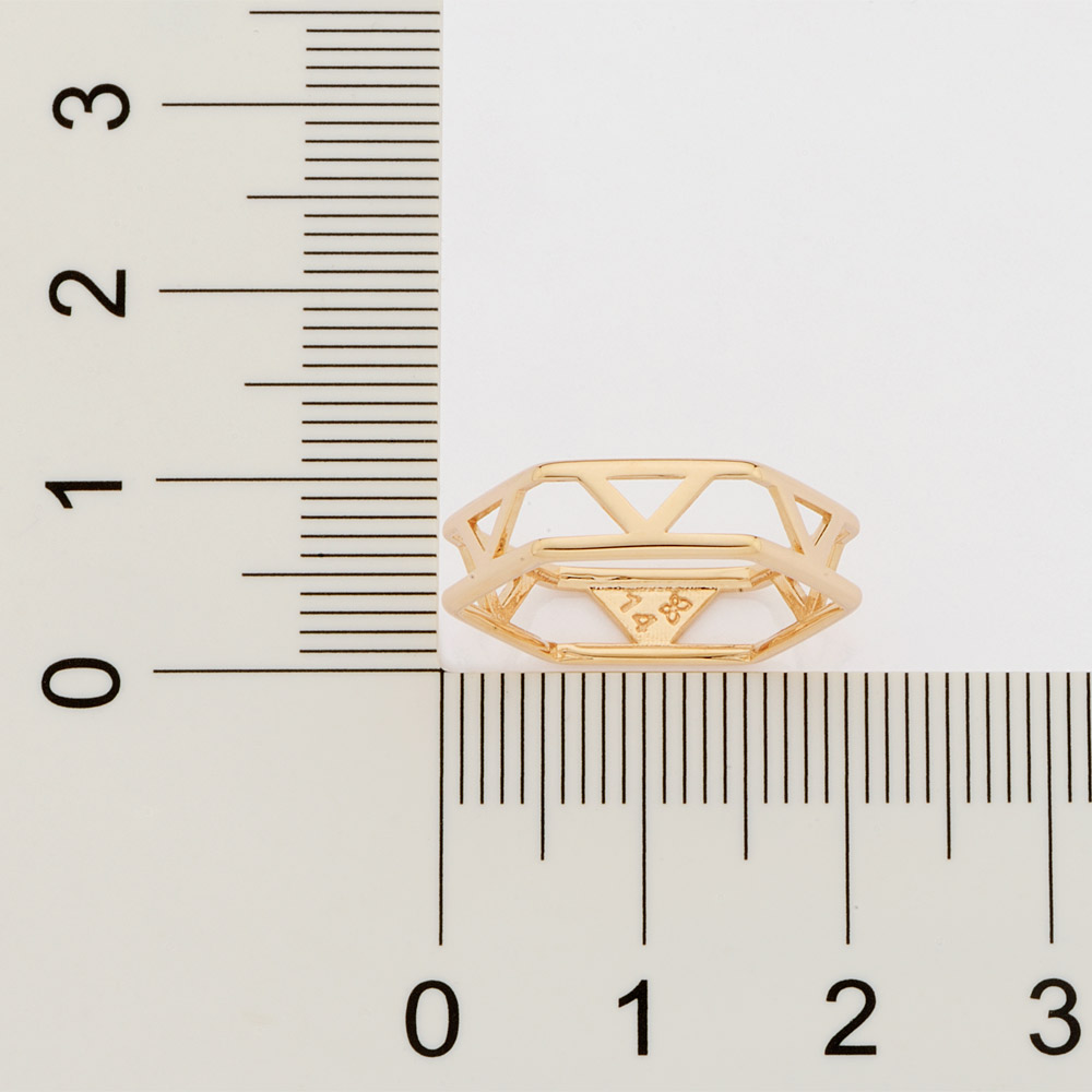Anel geométrico banhado a ouro 18k 513228 Rommanel - Imagem 3