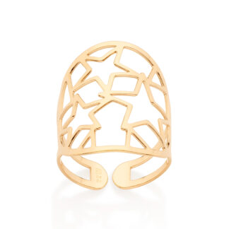 Anel Ajustável Estrelas Folheado A Ouro Rommanel 513229