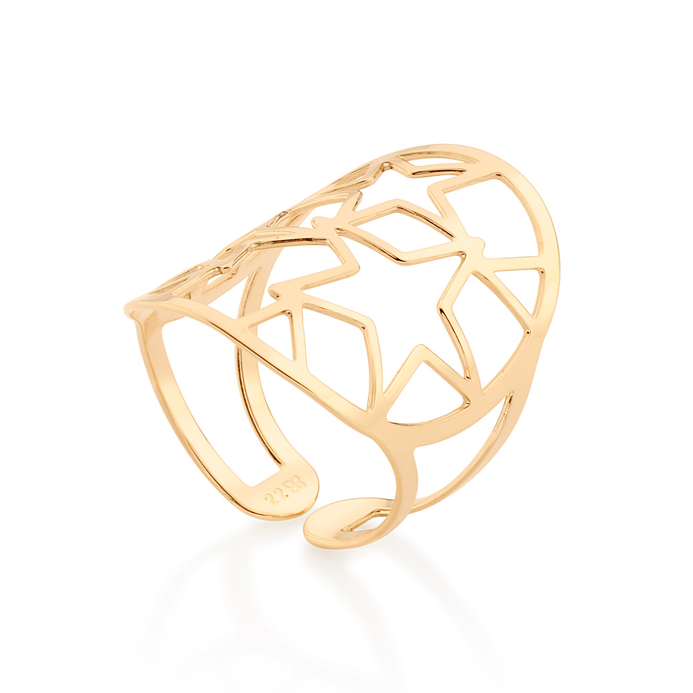 Anel Ajustável Estrelas Folheado A Ouro Rommanel 513229 - Imagem 2