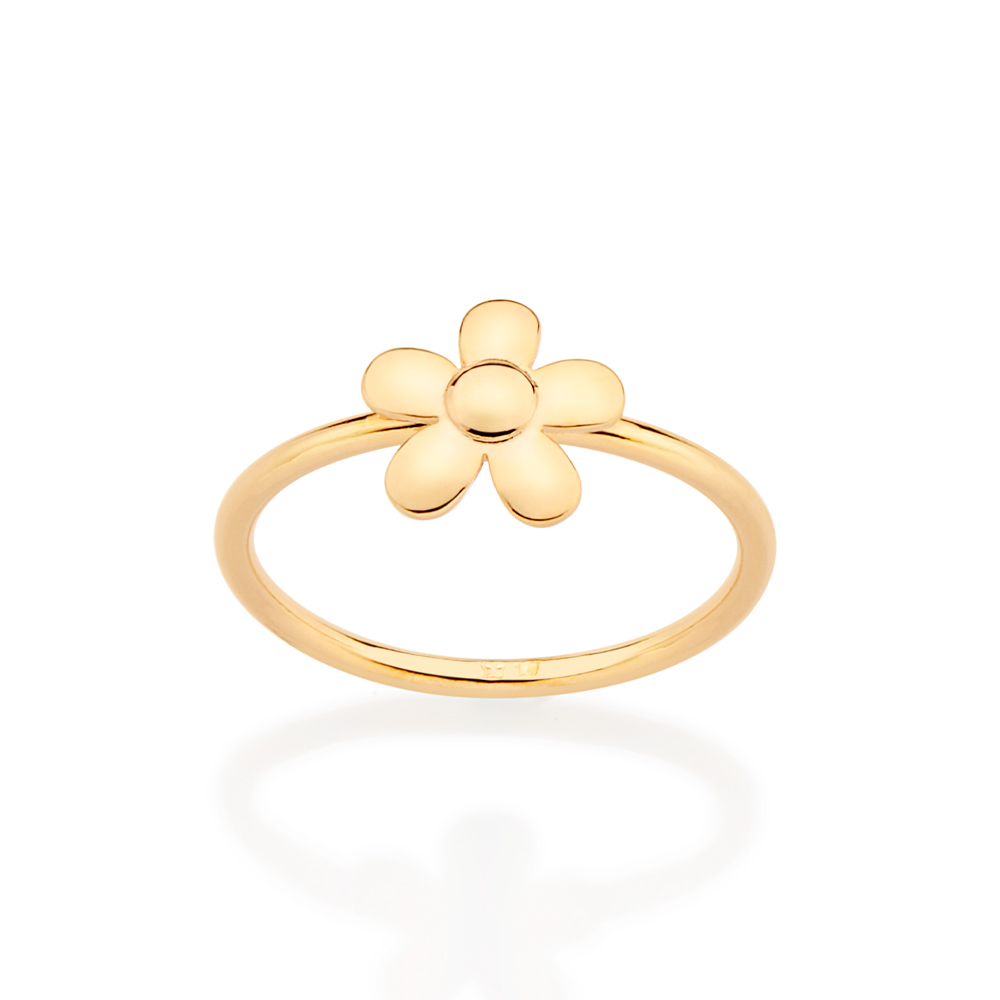 Anel Rommanel 513294 Folheado Ouro Skinny Ring Com Flor
