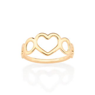 Anel Rommanel Coração E Círculos Folheado A Ouro 513296