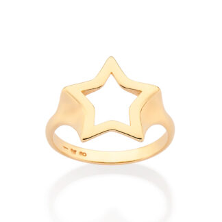 Anel 513396 Estrela Vazada Folheado Ouro 18k Rommanel