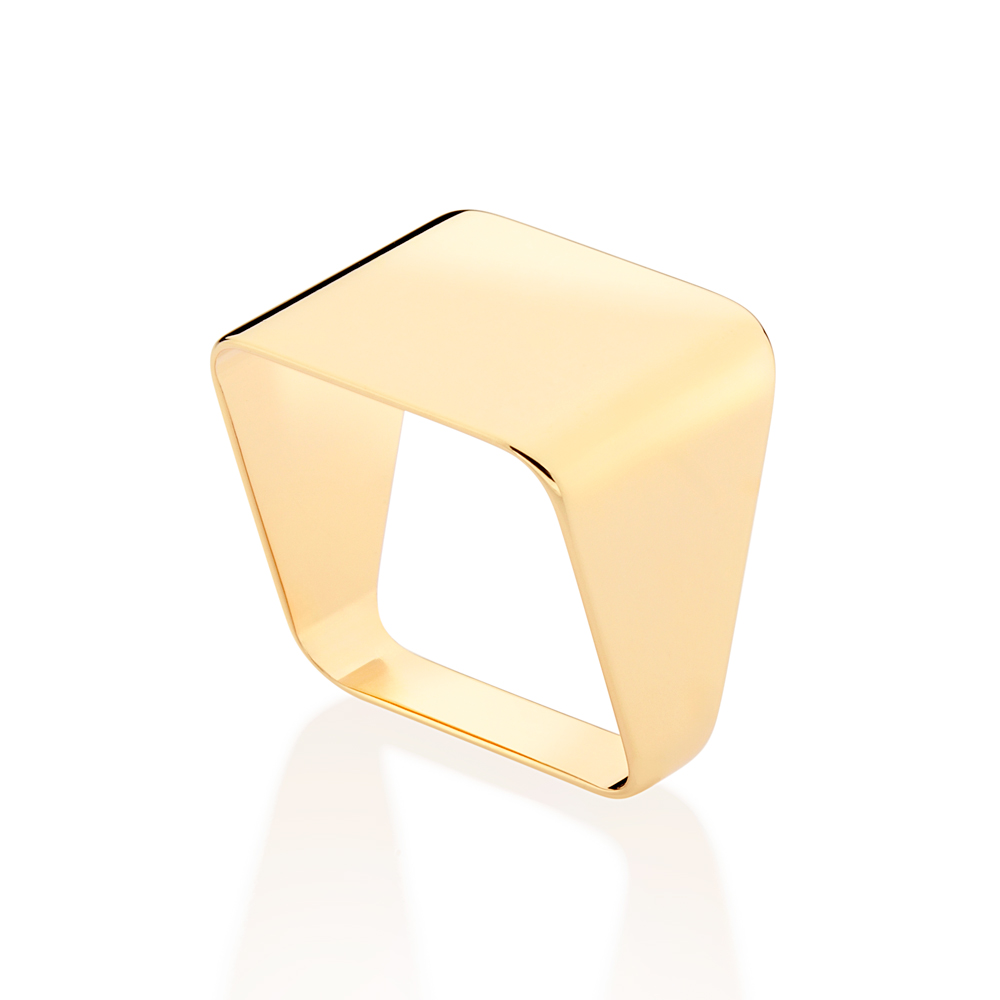 Anel quadrado banhado a ouro 18k 513455 Rommanel - Imagem 2