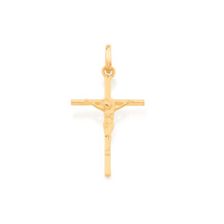 Pingente Rommanel Cruz Com Cristo Banhado A Ouro 18k 540027