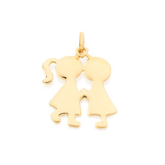 Pingente Folheado A Ouro Menina E Menino Rommanel 541111