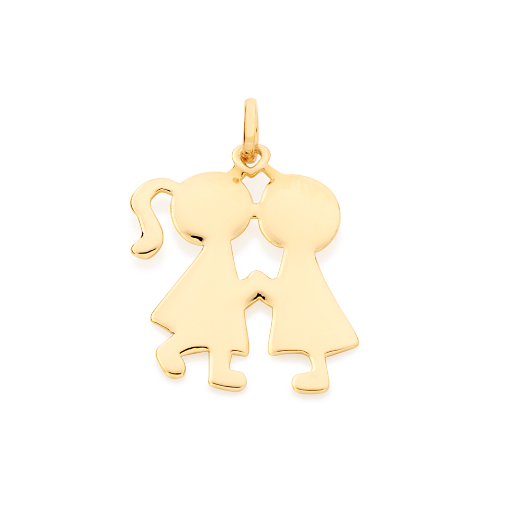 Pingente Folheado A Ouro Menina E Menino Rommanel 541111
