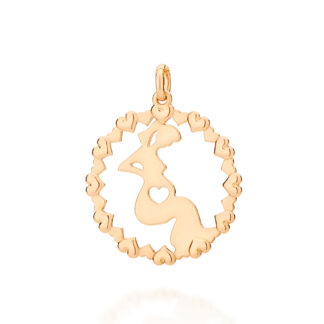 Pingente Redondo Corações E Grávida Rommanel Fol Ouro 542190